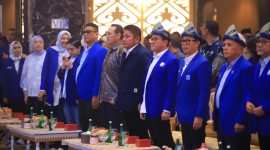 Gubernur Sumatera Selatan [Sumsel], Dr H Herman Deru, menghadiri pelantikan pengurus DPW Partai Amanat Nasional [PAN] Sumsel serta DPD PAN kabupaten/kota se-Sumsel yang berlangsung di Grand Ballroom Golden Sriwijaya Palembang, Kamis 30 April 2026.