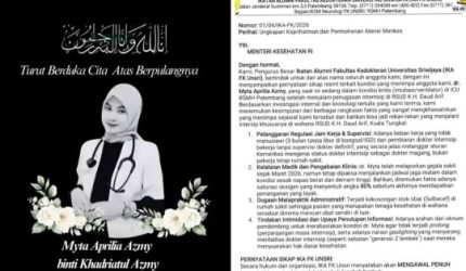 Tragedi dr Myta Aprilia Azmy, IKA-FK Unsri Desak Kemenkes Audit Wahana Internship