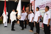 Ketua SMSI Sumsel Jon Heri resmi melantik kepengurusan SMSI Kabupaten OKI masa bakti 2026-2029, di Pendopoan Rumah Dinas Bupati OKI pada Selasa 5 Mei 2026.