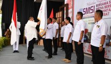 Ketua SMSI Sumsel Jon Heri resmi melantik kepengurusan SMSI Kabupaten OKI masa bakti 2026-2029, di Pendopoan Rumah Dinas Bupati OKI pada Selasa 5 Mei 2026.