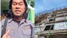 Koordinator AP-BKB, Vebri Al Lintani, dan bangunan 7 Lantai RS Ak Gani Palembang.