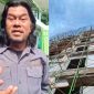 Koordinator AP-BKB, Vebri Al Lintani, dan bangunan 7 Lantai RS Ak Gani Palembang.