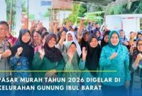 Pemerintah Kota melalui Dinas Perindustrian dan Perdagangan [Disperindag] Prabumulih menggelar Pasar Murah Tahun 2026 di Halaman Kantor Lurah Gunung Ibul Barat, Kamis 7 Mei 2026.