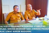 Wali Kota Prabumulih H Arlan mengikuti Rapat Koordinasi [Rakor] Pengendalian Inflasi Tahun 2026 yang dirangkaikan dengan Sosialisasi Sensus Ekonomi 2026 serta Sosialisasi Penyelenggaraan Jaminan Produk Halal.