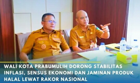 Wali Kota Prabumulih H Arlan mengikuti Rapat Koordinasi [Rakor] Pengendalian Inflasi Tahun 2026 yang dirangkaikan dengan Sosialisasi Sensus Ekonomi 2026 serta Sosialisasi Penyelenggaraan Jaminan Produk Halal.