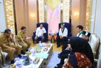 Wakil Gubernur Sumatera Selatan, H Cik Ujang, menerima audiensi pengurus Himpunan Mahasiswa Islam [HMI] Cabang Palembang di ruang kerjanya, Selasa 26 Mei 2026 sore.