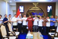 Gubernur Sumatera Selatan, Dr H Herman Deru, menerima jajaran PT Pelabuhan Indonesia (Persero) yang dipimpin Direktur Komersial Farid Padang di ruang tamu Gubernur Sumsel, Rabu 20 Mei 2026,sore.