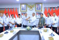 Gubernur Sumatera Selatan, Dr H Herman Deru, menerima jajaran PT Pelabuhan Indonesia (Persero) yang dipimpin Direktur Komersial Farid Padang di ruang tamu Gubernur Sumsel, Rabu 20 Mei 2026,sore.