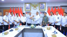 Gubernur Sumatera Selatan, Dr H Herman Deru, menerima jajaran PT Pelabuhan Indonesia (Persero) yang dipimpin Direktur Komersial Farid Padang di ruang tamu Gubernur Sumsel, Rabu 20 Mei 2026,sore.