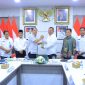Gubernur Sumatera Selatan, Dr H Herman Deru, menerima jajaran PT Pelabuhan Indonesia (Persero) yang dipimpin Direktur Komersial Farid Padang di ruang tamu Gubernur Sumsel, Rabu 20 Mei 2026,sore.