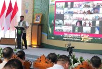 Gubernur Sumsel Herman Deru saat mencanangkan Gerakan Tanam Menyongsong El Nino dan Peningkatan Produksi secara serentak virtual di 17 kabupaten/kota se-Sumsel dari Desa Cahya Bumi, Kecamatan Lempuing, Kabupaten Ogan Komering Ilir [OKI], Selasa 19 Mei 2026.