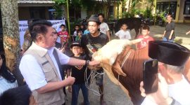 Gubernur Sumatera Selatan [Sumsel], Dr H Herman Deru meninjau persiapan lokasi pemotongan hewan kurban dan pelaksanaan Salat Iduladha 1447 Hijriah di Kota Palembang, sekaligus menyerahkan sapi kurban bantuan Presiden Republik Indonesia di Masjid Taqwa Palembang.