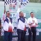 Wagub Cik Ujang saat menghadiri kegiatan jalan santai, senam bersama, dan lomba hiburan yang digelar di halaman Kantor Gubernur Sumsel, Minggu 17 Mei 2026.