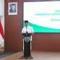 Gubernur Sumatera Selatan [Sumsel] Dr H Herman Deru saat memberikan sambutan dalam pembekalan Pendidikan Dasar–Pendidikan Kader Penggerak Nahdlatul Ulama [PD-PKPNU] Angkatan II yang digelar Pengurus Wilayah Nahdlatul Ulama [PWNU] Sumsel di Balai Diklat Keagamaan Palembang, Jumat 29 Mei 2026.