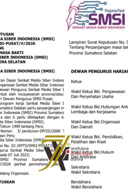 Jon Heri Kembali Pimpin SMSI Sumsel, Masa Bakti Diperpanjang
