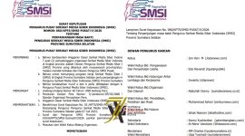 SK SMSI Pusat untuk Kepengurusan SMSI Sumsel