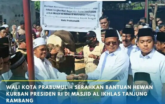 Wali Kota H Arlan Serahkan Sapi Kurban ke Masjid Babun Ni'mah