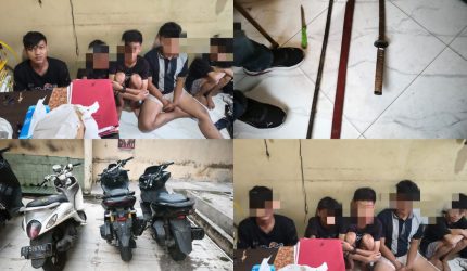 Polsek Ilir Barat I Palembang dan Tim Gabungan Samapta Polrestabes berhasil mengamankan enam orang pemuda, beserta senjata tajam dan tiga unit motor dalam aksi tawuran brutal di kawasan Lambidaro, Jumat 12 Juni 2026.