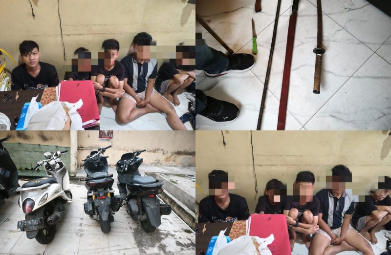 Polsek Ilir Barat I Palembang dan Tim Gabungan Samapta Polrestabes berhasil mengamankan enam orang pemuda, beserta senjata tajam dan tiga unit motor dalam aksi tawuran brutal di kawasan Lambidaro, Jumat 12 Juni 2026.