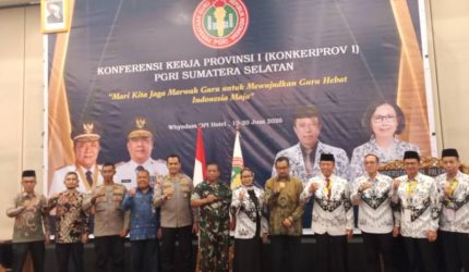 Konferensi Kerja Provinsi [Konkerprov] PGRI Sumatera Selatan I/2026 yang digelar di Ballroom Wyndham OPI Hotel, Jumat 19 Juni 2026.