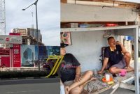 Pembangunan Tower Bank Mandiri dan Ketua RT 22, 24 Ilir Palembang Irwan. [Foto: AbV-WI]