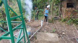 Memasuki hari ke-24, Satgas TMMD kembali melakukan pemeriksaan terhadap fasilitas sumur bor yang dibangun di Kampung Kreatif Pelangi, RT 30 RW 07, Kelurahan Talang Betutu.