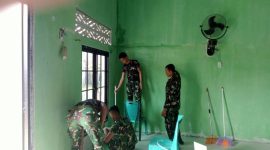 Pembangunan Mushola Baitul Maghfurin yang menjadi salah satu sasaran fisik TMMD ke-129 Kodim 0418/Palembang kini memasuki tahap akhir.