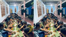 Di sela-sela pelaksanaan tugas TMMD ke-129, personel Satgas makan malam bersama warga sebagai bentuk mempererat hubungan dan kemanunggalan TNI dengan rakyat.