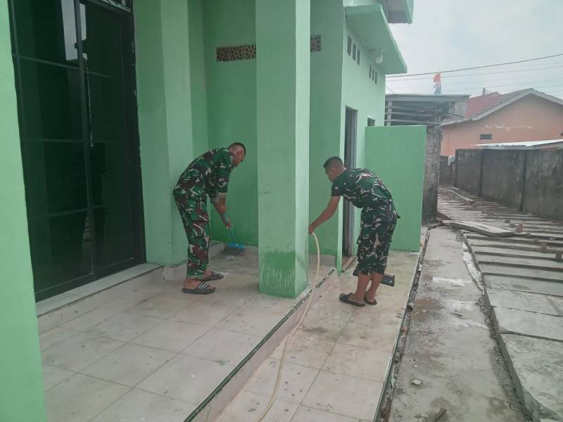 Jelang Berakhir TMMD ke-129, Satgas Kodim 0418/Palembang Finishing Musola Baitul Maghfurin
