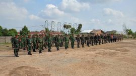 Satgas TMMD ke-129 Gelar Gladi Upacara Penutupan di Lapangan Sepak Bola kelurahan Talang Jambe