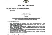 Surat Edaran Wali Kota Palembang 33/2026 tentang Penyesuaian Jadwal Kegiatan Belajar Mengajar sebagai Dampak Buruk Kabut Asap bagi Satuan Pendidikan di Kota Palembang.