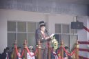 Wali Kota Palembang Ratu Dewa Ratu saat memimpin upacara peringatan Hari Sumpah Pemuda ke-98 Tahun 2026 di lapangan belakang Sekretariat Pemerintah Kota Palembang, Rabu 28 Oktober 2026.