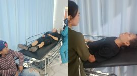 Kondisi kedua wartawan, Rachmad Kurniawan dari Tribun Sumsel [terbaring/dirawat] dan Mulyadi dari PalTV IGD RS Bhayangkara Moh Hasan.