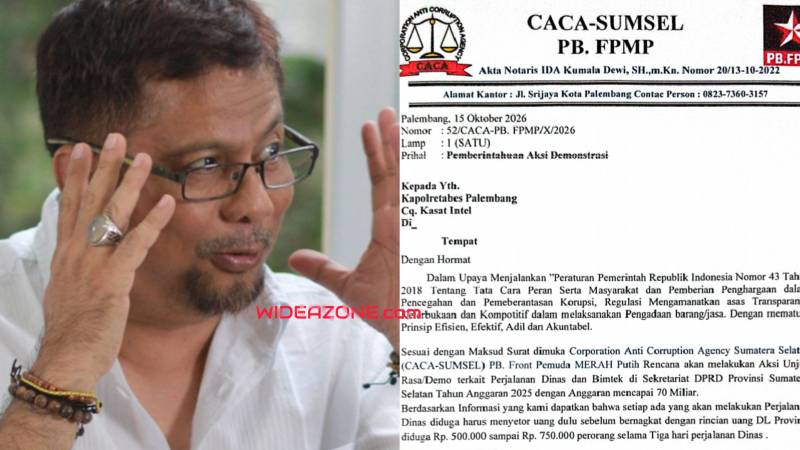 Pengamat dari Pusat Studi Kebijakan Ade Indra Chaniago menyikapi soal Caca Sumsel akan gelar aksi di DPRD Sumsel pada Selasa besok, 20 Oktober 2026.