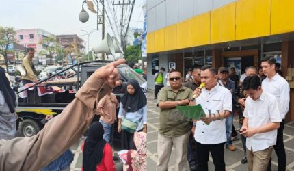 ratusan massa Masyarakat Cinde Bersatu [MCB] menggelar aksi demonstrasi di Kantor Badan Pertanahan Nasional [BPN] Kota Palembang untuk mempertanyakan legalitas lahan yang digunakan sebagai dasar penutupan jalan pada Senin 20 Oktober 2026.